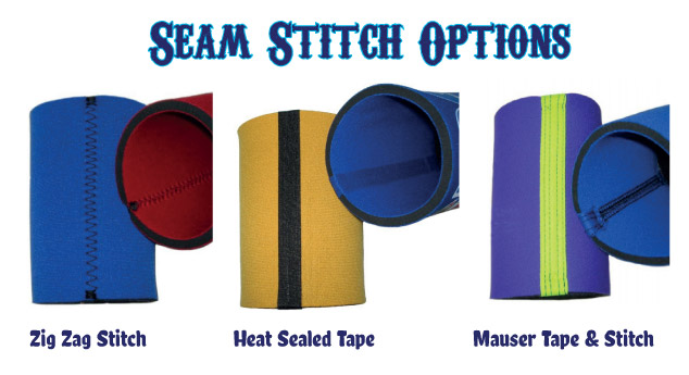Stubby holder seam stitching options