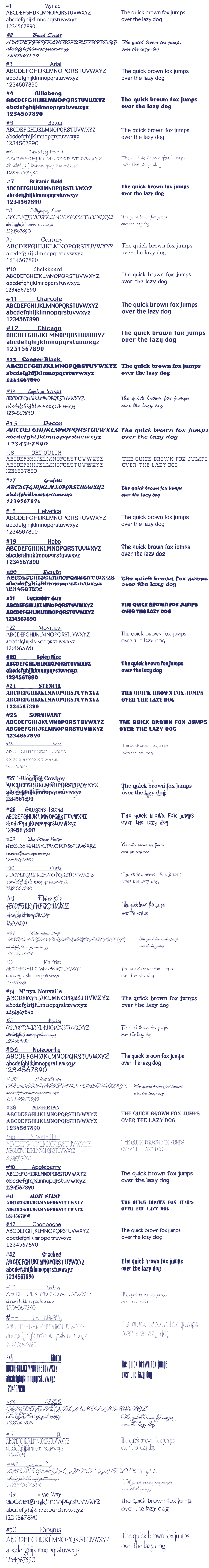 Stubby Cooler Font choices